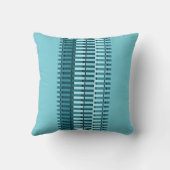 ティール(緑がかった色)青スタイリッシュモダン抽象芸術ストライプパターン クッション (裏面)