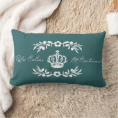 ティール（緑がかった色）青フランスの白ス保クリットのCALMオンオン ランバークッション (ブランケット)