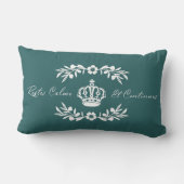 ティール（緑がかった色）青フランスの白ス保クリットのCALMオンオン ランバークッション (裏面)