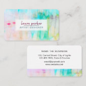 ティール(緑がかった色)青抽象芸術モダン水彩画絵を描線 名刺 (正面/裏面)