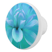 ティール（緑がかった色）青緑花弁フローラ セラミックノブ (右)