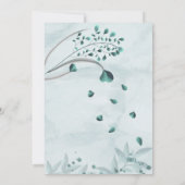 ティール（緑がかった色）青葉蝶フローラブライダルシャワー 招待状 (裏面)