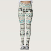 ティール（緑がかった色）青銅アステカのスノーフレークストナカイクリスマス レギンス (正面)