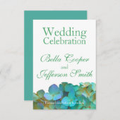 ティール(緑がかった色)青黄桃色あじさい花フローラ セーブザデート (正面/裏面)