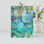 ティール(緑がかった色)青黄桃色あじさい花フローラ セーブザデート (スタンド正面)