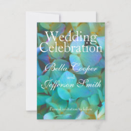 ティール(緑がかった色)青黄桃色あじさい花フローラ セーブザデート