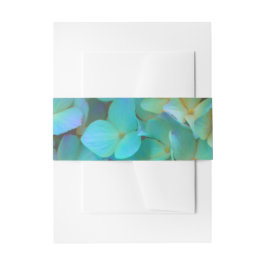 ティール(緑がかった色)青黄桃色あじさい花フローラ 招待状ベリーバンド