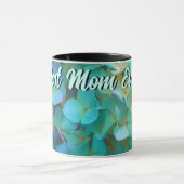 ティール（緑がかった色）青黄色ピンクのアジサイ花ママ マグカップ (中央)