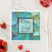 ティール（緑がかった色）青黄色紫陽花 スタンダードランチョンナプキン (インサイチュ)