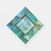 ティール（緑がかった色）青黄色紫陽花 スタンダードランチョンナプキン (角)