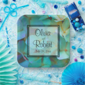 ティール（緑がかった色）青黄色紫陽花 ペーパープレート (パーティー)