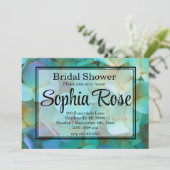 ティール(緑がかった色)青黄色紫陽花 招待状 (スタンド正面)