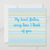 ティール(緑がかった色)、青、緑、および白のグリーティストライプングカード (裏面)