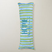 ティール（緑がかった色）、青、緑、および白の各ストライプパターン ボディピロー (正面縦)