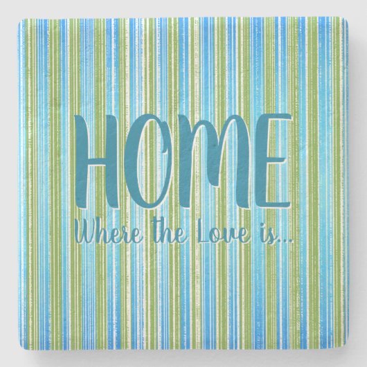 ティール（緑がかった色）、青、緑、白のの石のコースター ストーンコースター (正面)