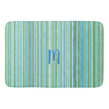 ティール（緑がかった色）、青、緑、白のパターストライプン