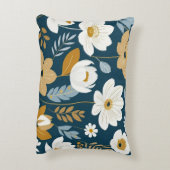 ティール(緑がかった色)、青、金ゴールドフローラ アクセントクッション (裏面(縦))