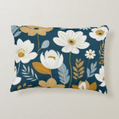 ティール(緑がかった色)、青、金ゴールドフローラ アクセントクッション (裏面)