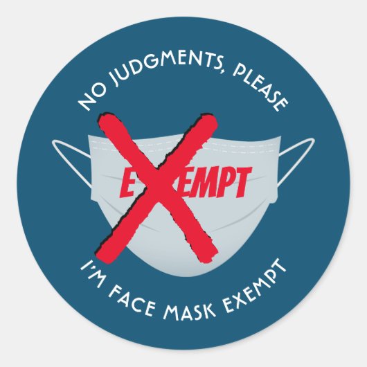 ティール（緑がかった色）青 |顔マスク除外 ラウンドシール (正面)