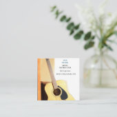 ティール（緑がかった色）音楽先生/ミュージシャン/教育者ギター スクエア名刺 (スタンド正面)