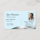 ティール(緑がかった色)頭が切れるウェーブシルバーデコールとフォトクラス 名刺 (裏面)