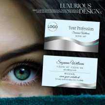 ティール（緑がかった色）頭が切れるウェーブシルバーデコールとブランディングロゴ