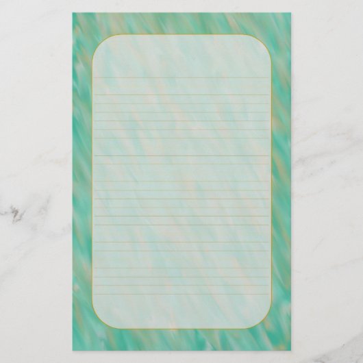 "ティール(緑がかった色)風"の罰金によって並べられる文房具 便箋 (正面)