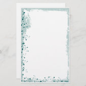 ティール（緑がかった色）飛び散り 便箋 (正面/裏面)