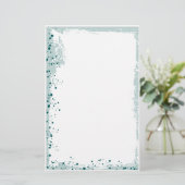 ティール（緑がかった色）飛び散り 便箋 (スタンド正面)