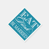 ティール(緑がかった色)食べ、ドリンクとビー結婚したズのナ結婚プキン スタンダードカクテルナプキン (角)