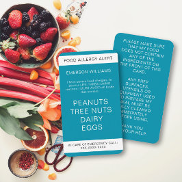 ティール（緑がかった色）食品アレルギー警告パーソナライズされたシェフカード 名刺