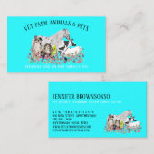 ティール(緑がかった色)馬牛ヒツジ犬キャットバード獣医 名刺 (正面/裏面)