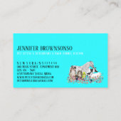 ティール(緑がかった色)馬牛ヒツジ犬キャットバード獣医 名刺 (裏面)