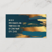 ティール(緑がかった色)高級エレガント金ゴールドモダングラムデザイナー 名刺 (裏面)