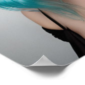 ティール（緑がかった色）髪の女性 ポスター (角)