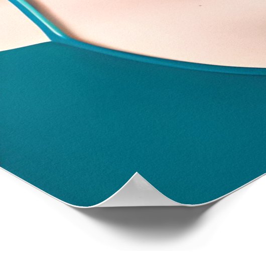 ティール(緑がかった色)髪の女性 ポスター (角)