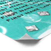 ティール(緑がかった色)魅惑の海のヒトデの泡テーブル席 ポスター (角)