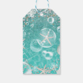 ティール（緑がかった色）魅惑の海スターフィッシュ&バブルパーティーの好意 ギフトタグ (裏面)