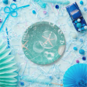 ティール（緑がかった色）魅惑シースターフィッシュ&バブルズ海パーティー ペーパープレート (パーティー)