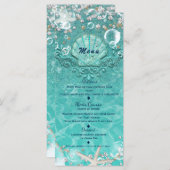 ティール（緑がかった色）魅惑シースターフィッシュ&バブルビーチメニュー メニュー (正面/裏面)