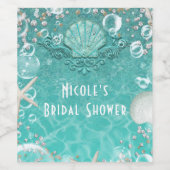 ティール（緑がかった色）魅惑シースターフィッシュ&バブルワインラベル ワインラベル (シングルラベル)