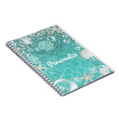ティール（緑がかった色）魅惑シースターフィッシュ&バブル海グラム ノートブック (右側)