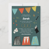 ティール（緑がかった色）魔法ショーバーバルミツワー招待状 招待状 (正面)