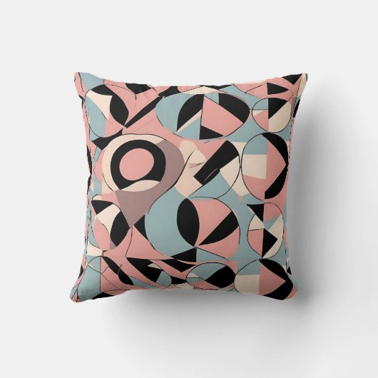 ティール(緑がかった色)鮮やかとマスタード幾何学模様 クッション (裏面)