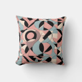 ティール(緑がかった色)鮮やかとマスタード幾何学模様 クッション (正面)