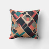 ティール（緑がかった色）鮮やかとマスタード幾何学模様 クッション (裏面)