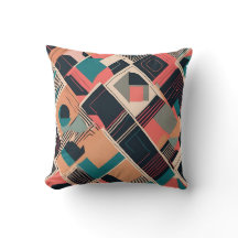 ティール（緑がかった色）鮮やかとマスタード幾何学模様