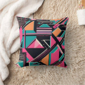 ティール(緑がかった色)鮮やかとマスタード幾何学模様 クッション (ブランケット)