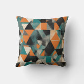 ティール（緑がかった色）鮮やかとマスタード幾何学模様 クッション (裏面)