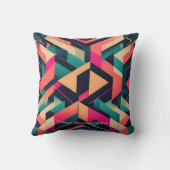 ティール(緑がかった色)鮮やかとマスタード幾何学模様 クッション (裏面)